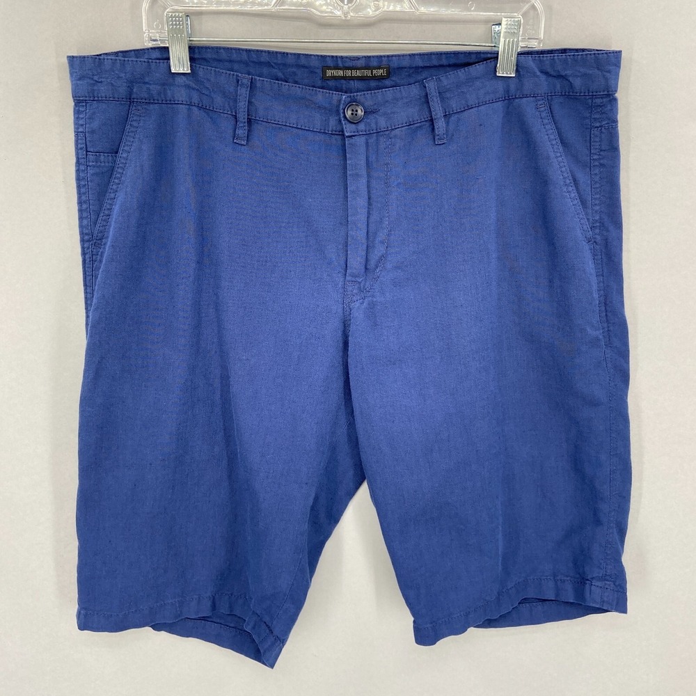 Drykorn Shorts Mens 2XL Chino Linen Blend Blue Beautiful‎ People 38 BRINK